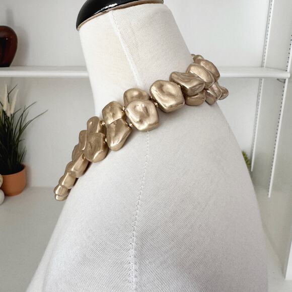 Vintage 70s Saks Fifth Avenue Single or Double Layer Gold Nugget Necklace - Picture 2 of 5